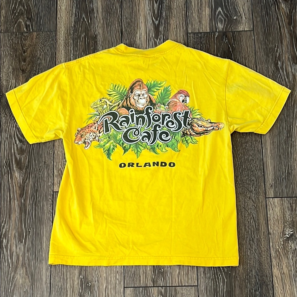 Vintage Yellow Rainforest Cafe T-Shirt Adult Size Small